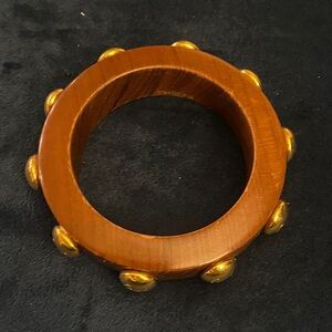 Wooden Bangle with Gold Accents